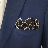 BLACK WHITE TARTAN SILK POCKET SQUARE